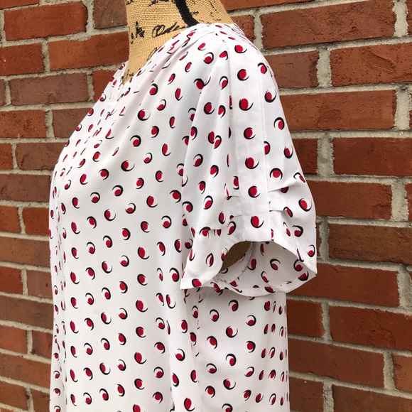 NWT Pleione Oversized Short Sleeve Red Dot Top - Picture 4 of 6